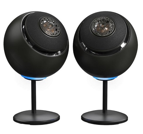 רמקולים רמקולים פרימיום 2.0 USB-C עם דרייברים קואקסיאליים בלוטות' שחור כולל תאורה קראייטיב Creative Pebble-Nova Black Premium 2.0 USB-C Speakers with Coaxial Drivers 50W RMS RGB